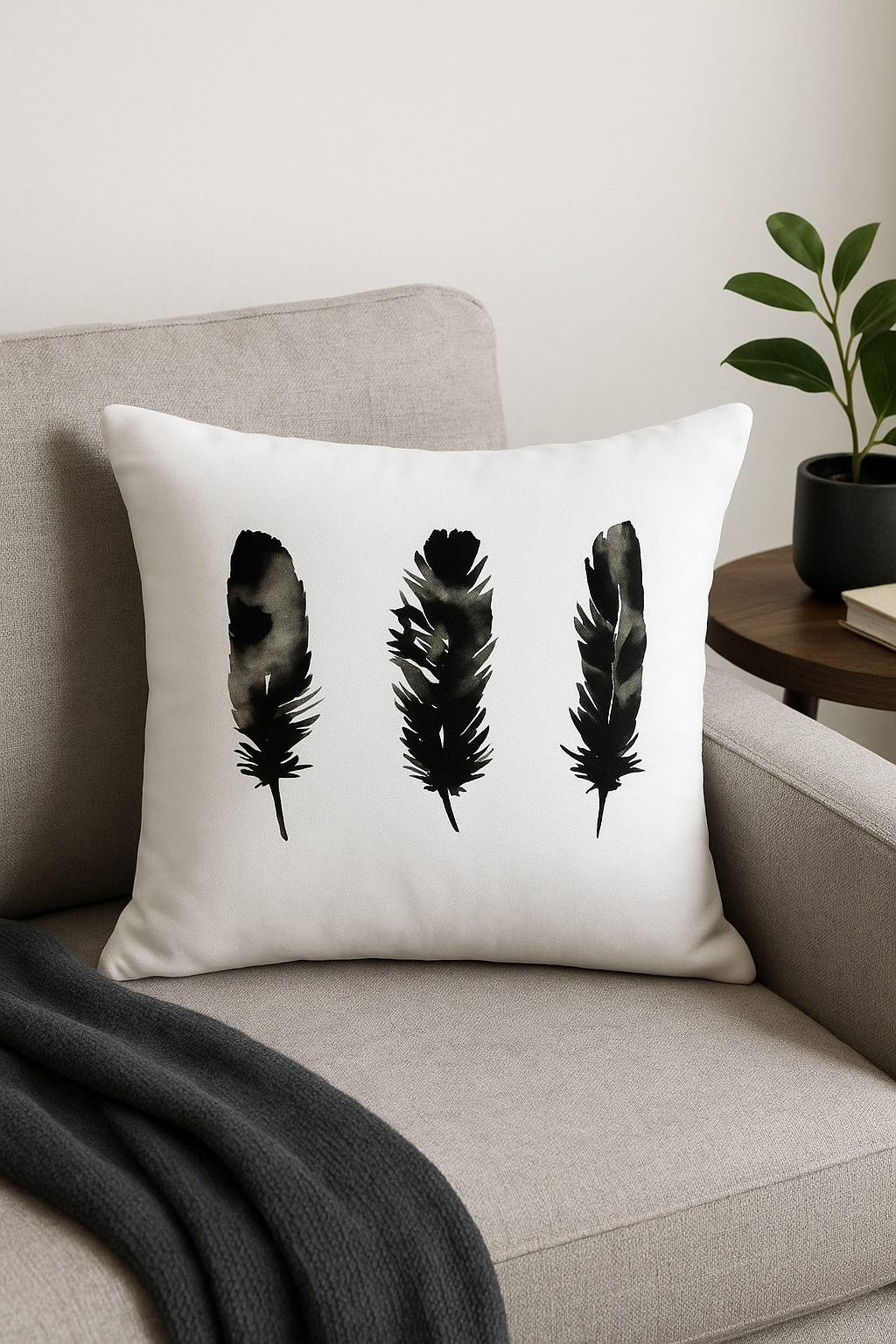 Black and white throw pillow cover modern geometric pattern - view 2