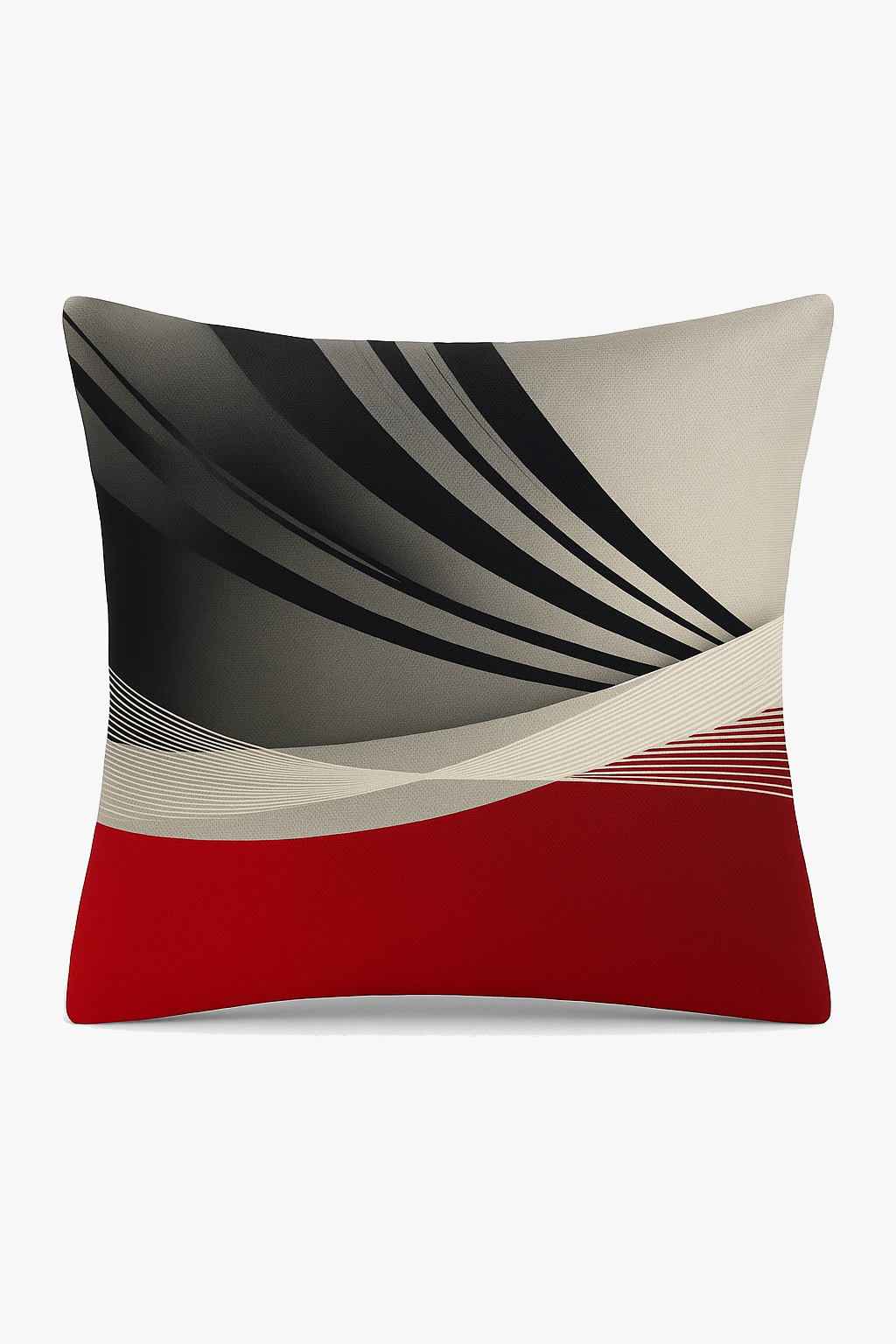 Black and Red Geometric Throw Pillow Cover with Elegant Signature