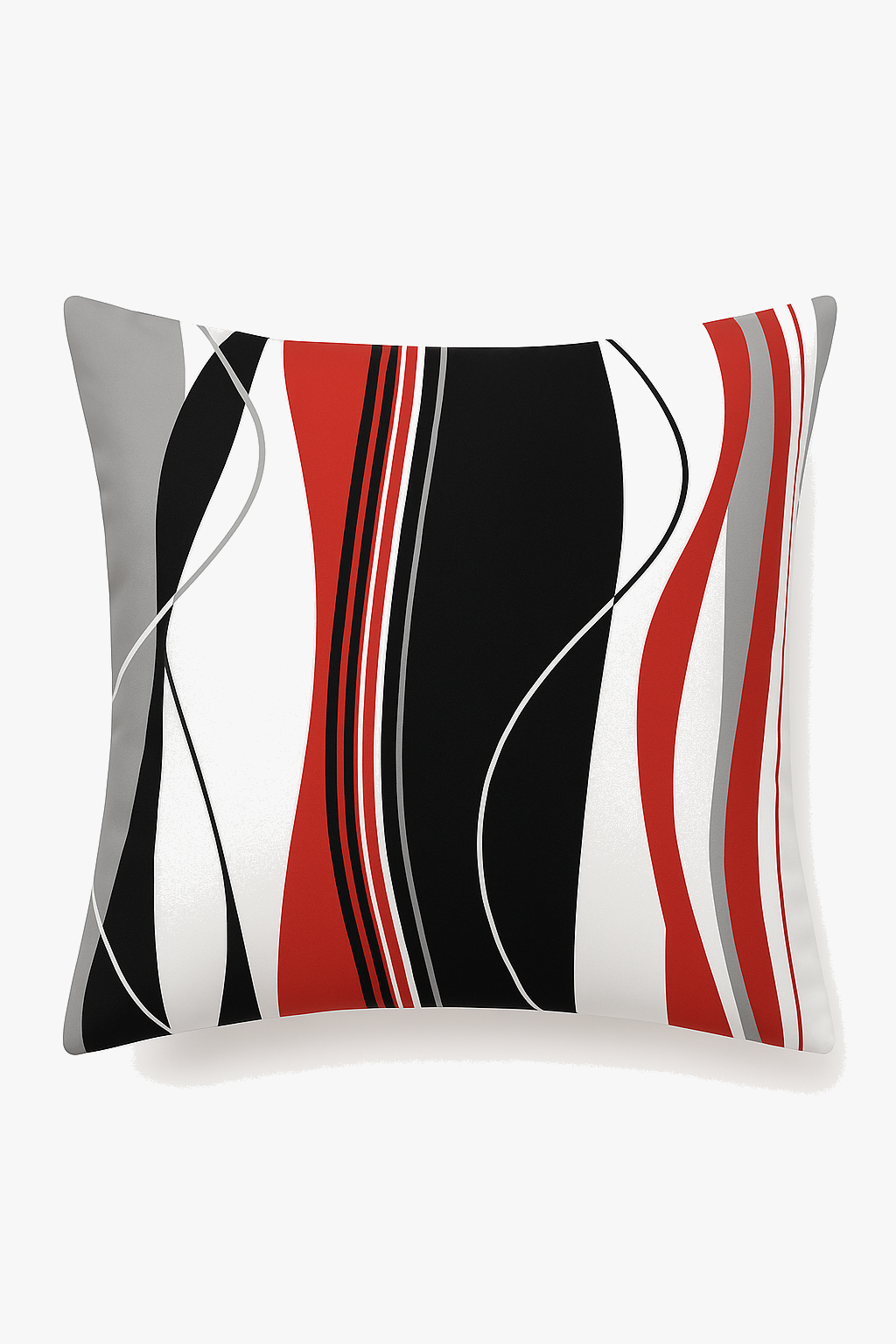 Black and Red Geometric Throw Pillow Cover, Balanced Contrast