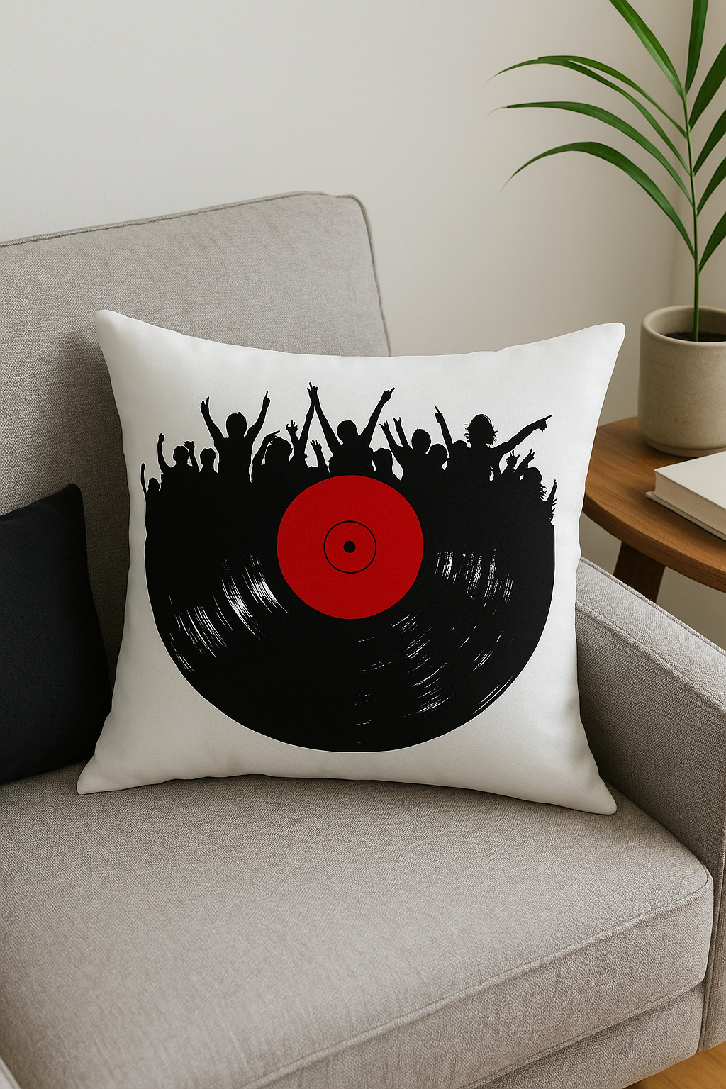 Black and Red Throw Pillow Cover for a Refined Interior - view 2