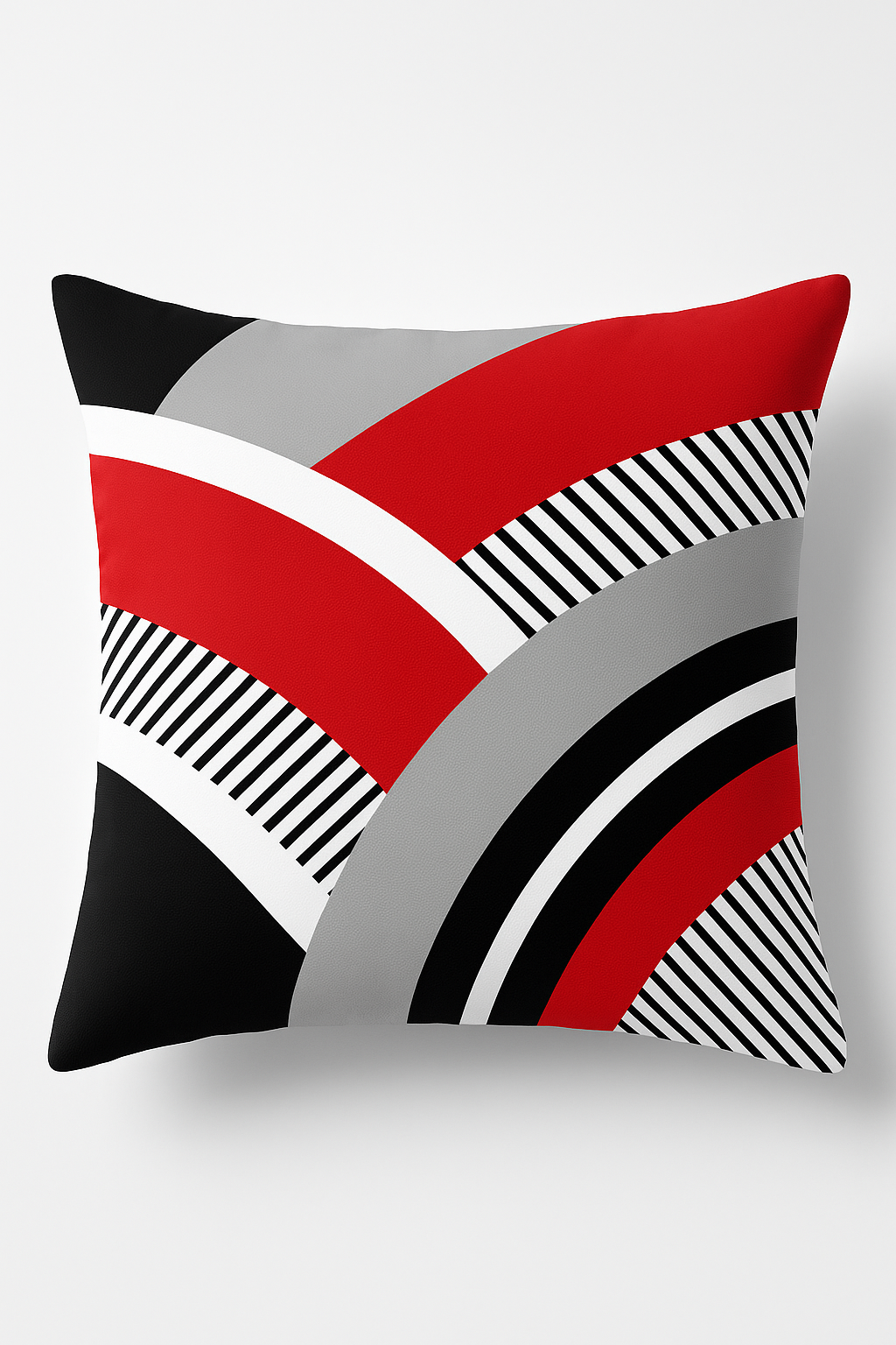 Expressive Black & Red Modern Geometric Throw Pillow Cover