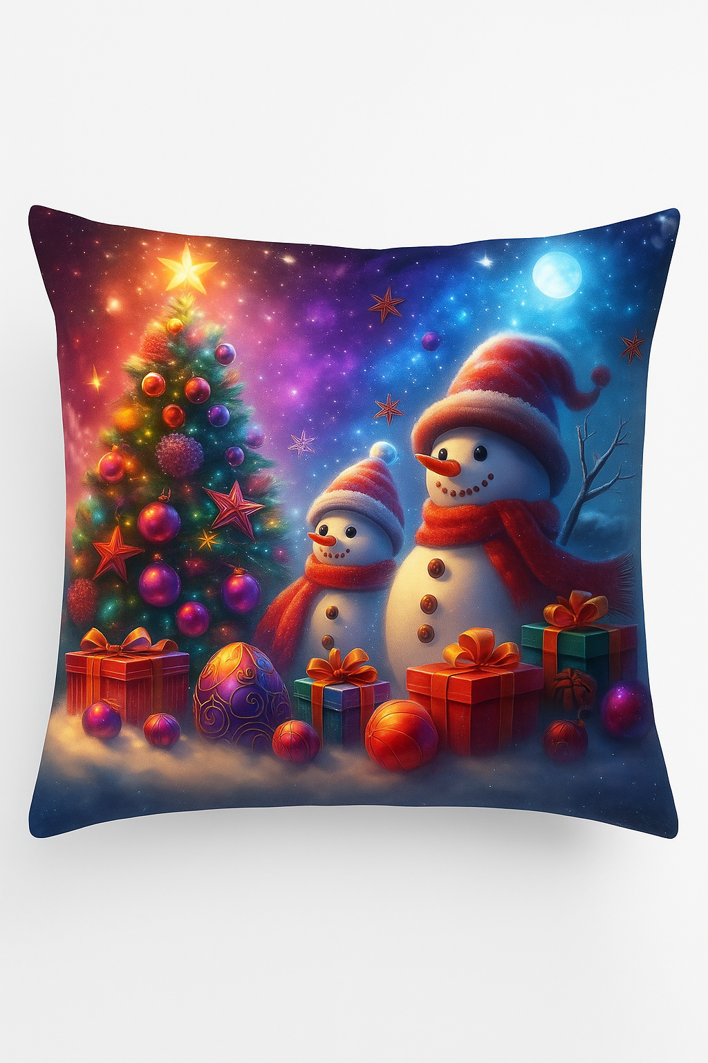 Santa Claus throw pillow cover deer and snowmen festive