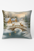 Santa Claus throw pillow cover and chalet in winter