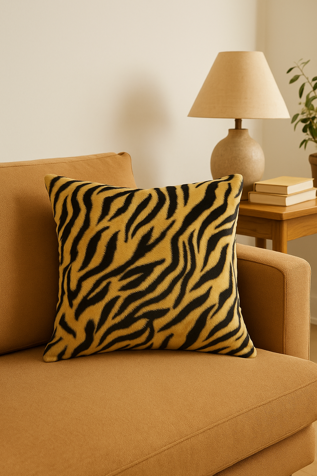 Custom throw pillow cover in plush leopard pattern 35 to 60 cm - view 2