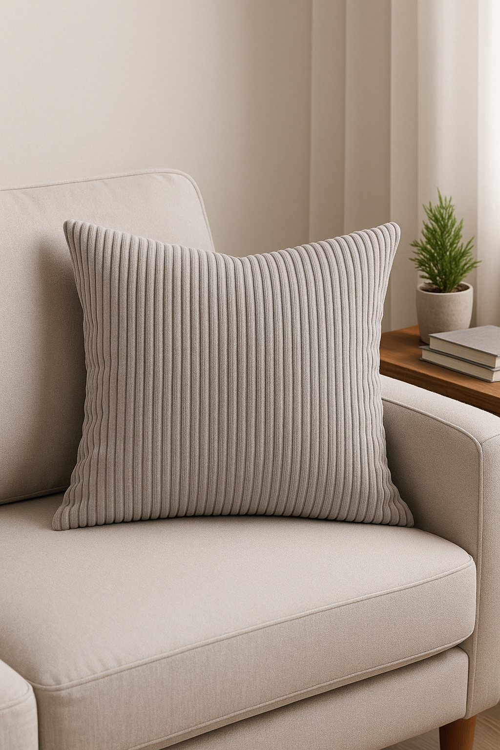 Ribbed Velvet Striped Throw Pillow Cover, Soft Comfort - view 2