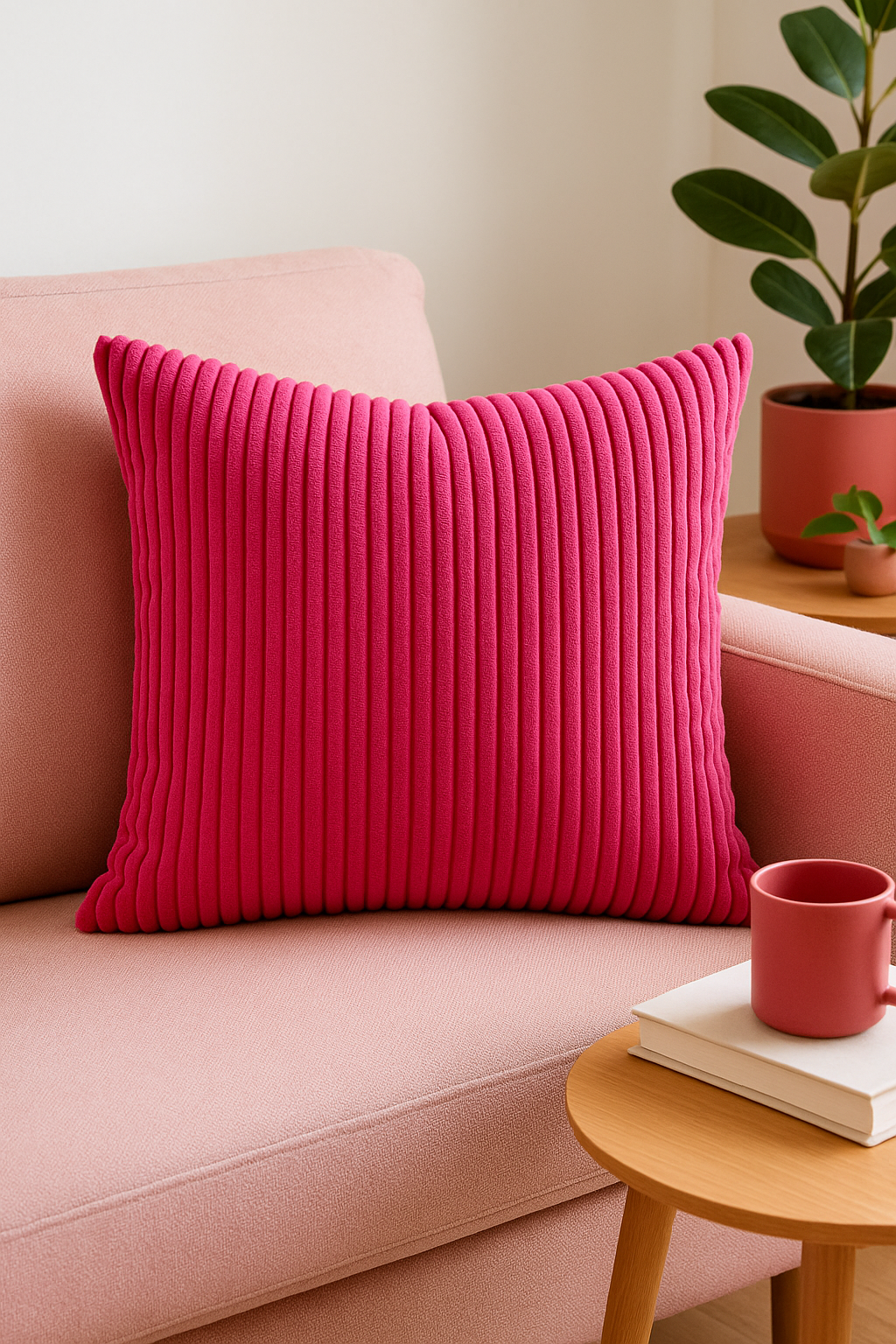 Sophisticated Oversized Striped Ribbed Velvet Throw Pillow Cover - view 2