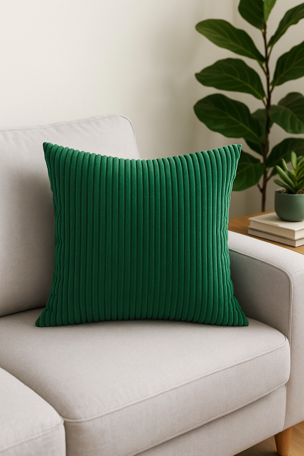 Striped Ribbed Velvet Throw Pillow Cover, 65x65 or 70x70 cm, Style Two - view 2