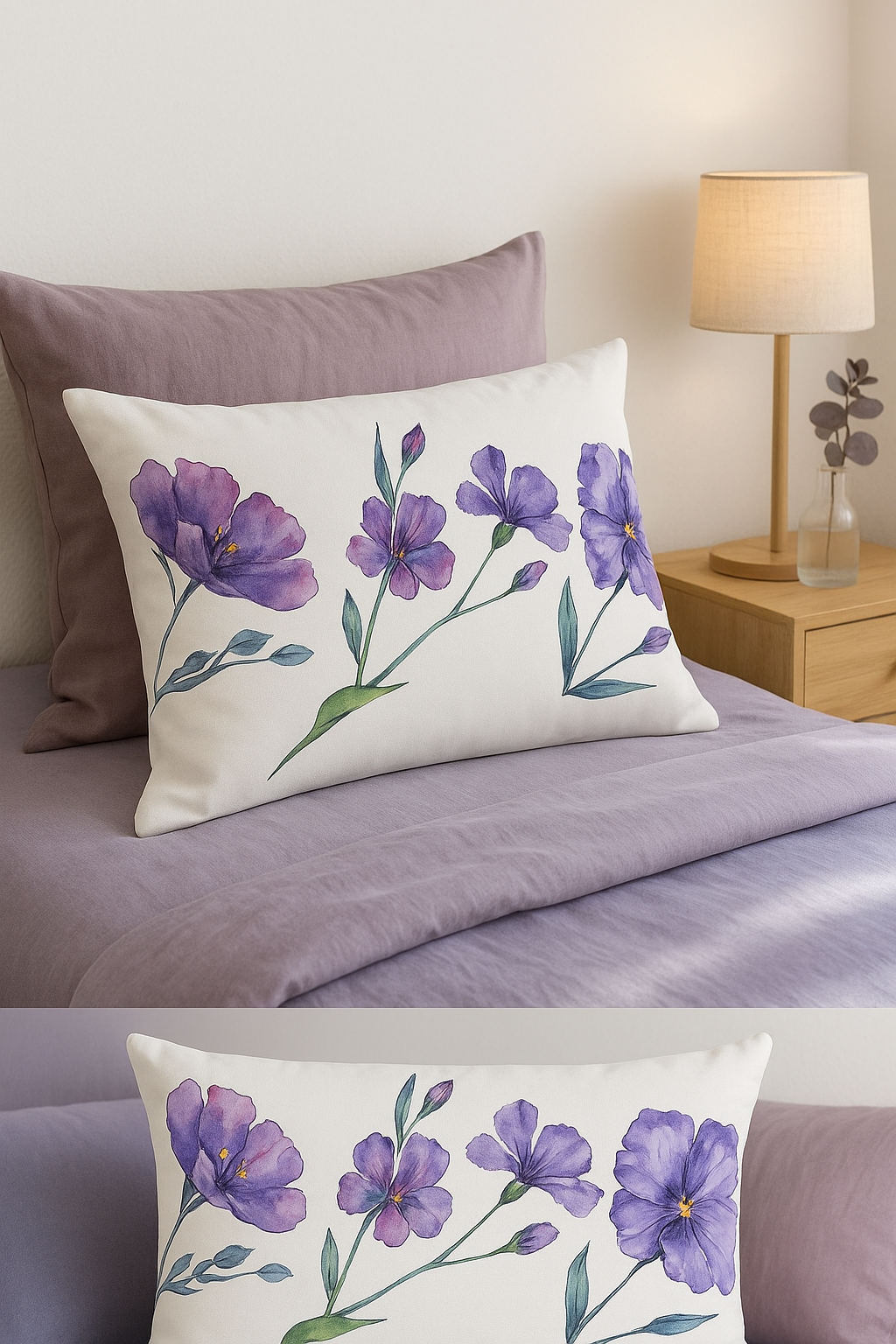 Rectangular throw pillow cover with tropical flowers pattern 30x50 cm - view 2