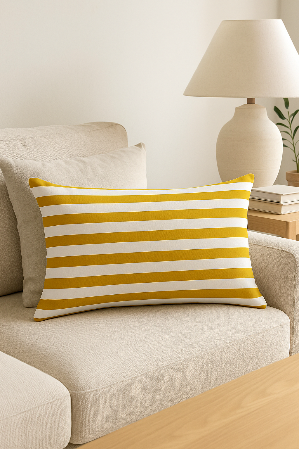 Rectangular Throw Pillow Cover with Nordic Stripe Shapes, 30x50 cm - view 2