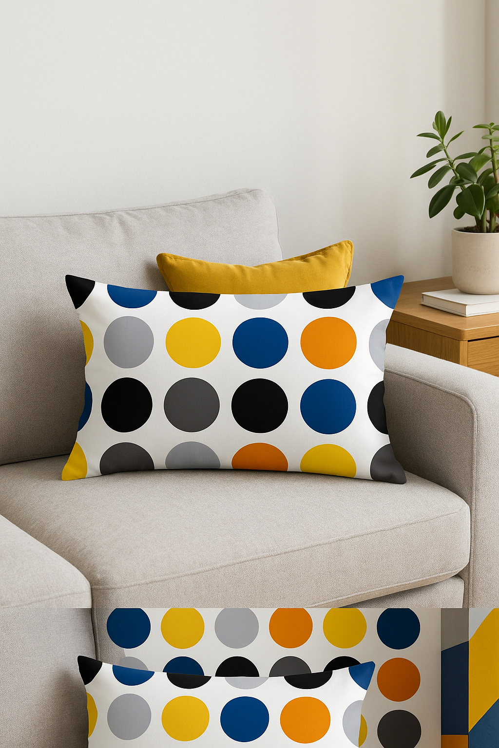Rectangular Throw Pillow Cover with Bright Geometric Pattern, 30x50 cm - view 2