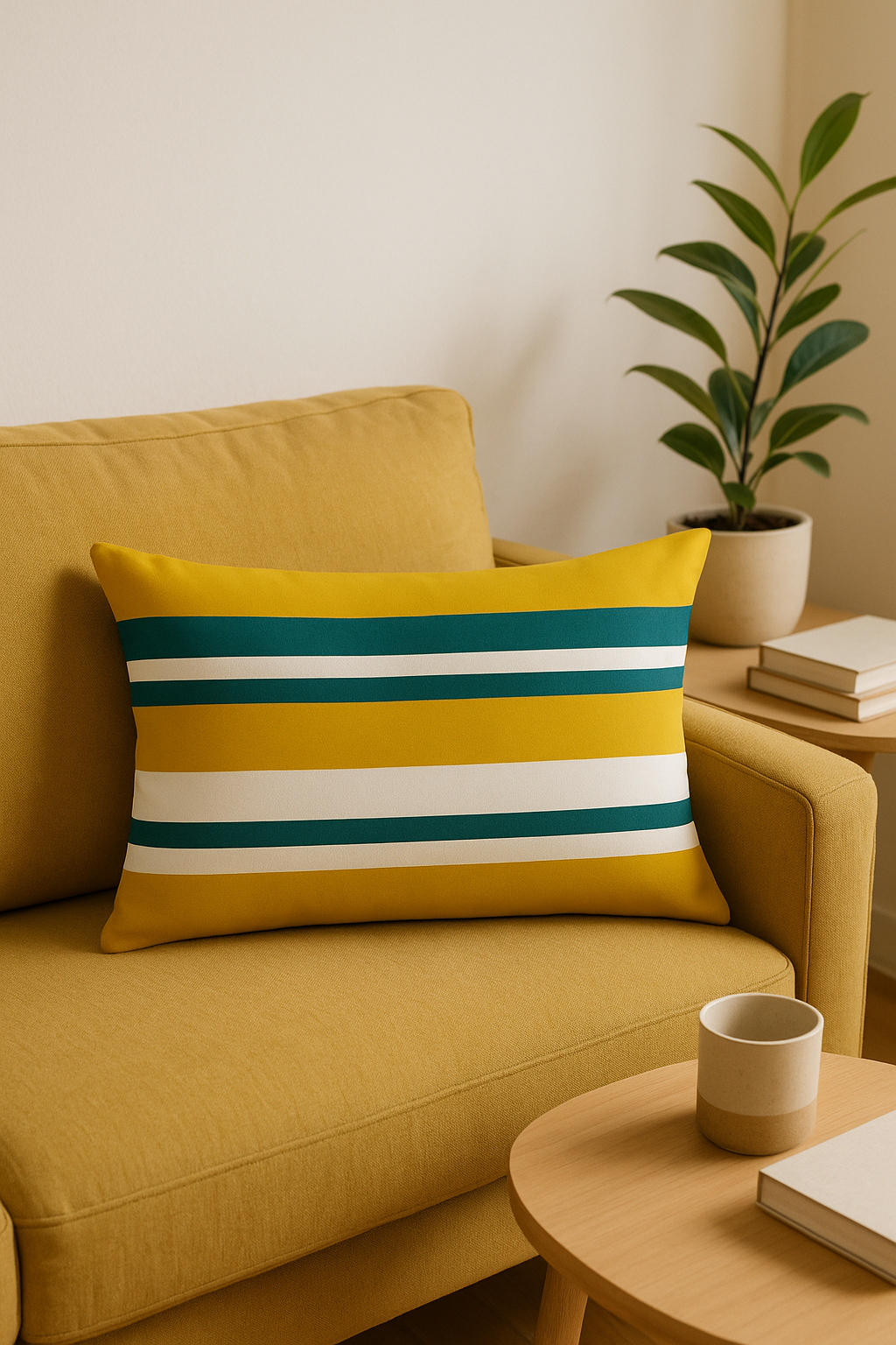 Rectangular Throw Pillow Cover with Nordic Striped Pattern, 30x50 cm - view 2