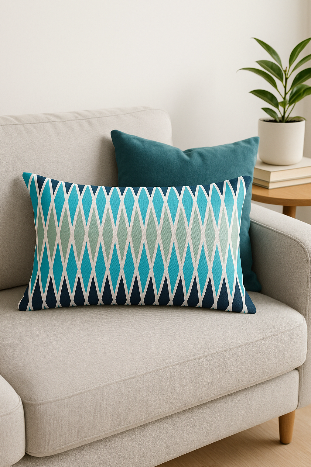 Rectangular throw pillow cover with coloured geometric pattern 30x50 cm - view 2