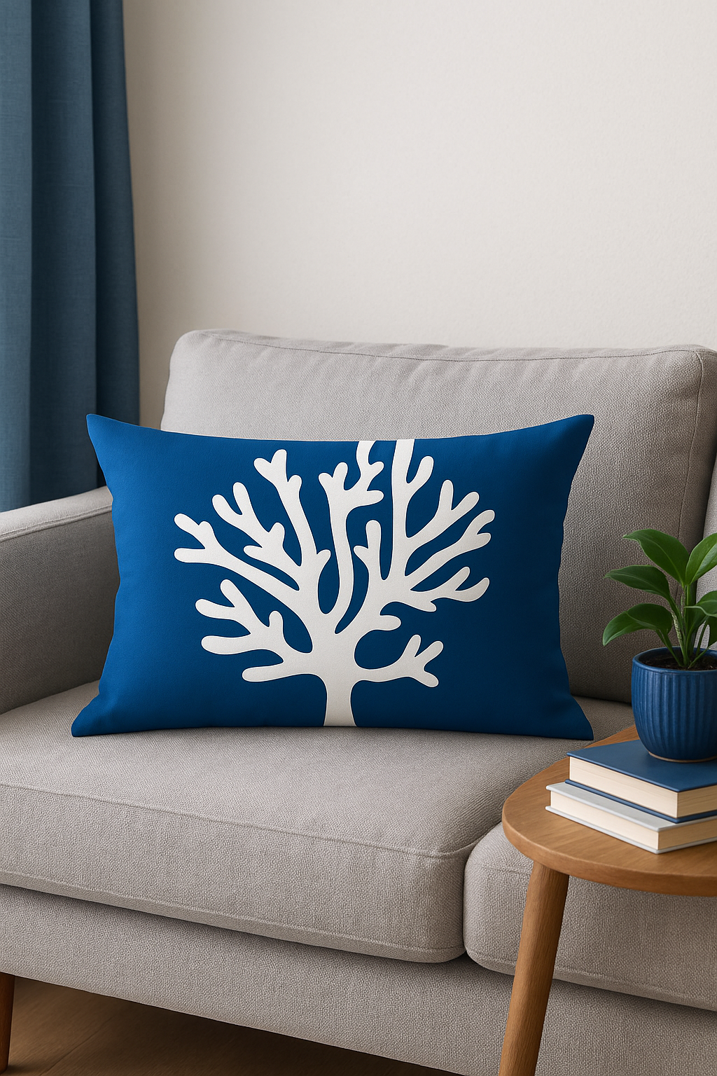 Rectangular throw pillow cover marine animals pattern blue 30 x 50 cm - view 2