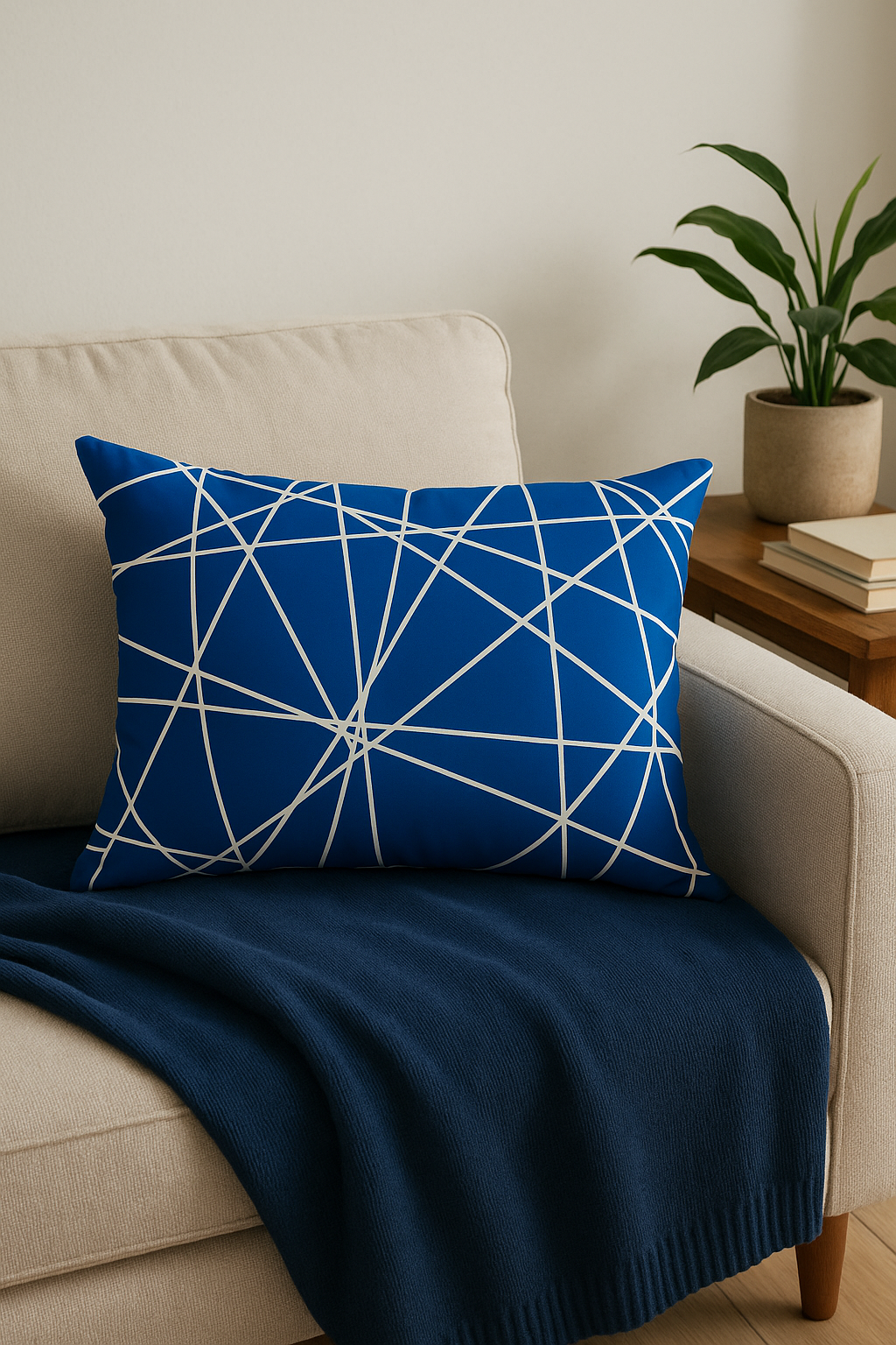 Blue rectangular throw pillow cover pattern marine animals 30x50 cm - view 2