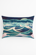 Chinese watercolor stripes rectangular throw pillow cover