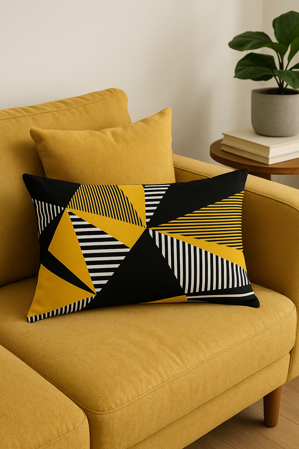 Geometric rectangular throw pillow cover with coloured stripes 30x50 cm - view 2