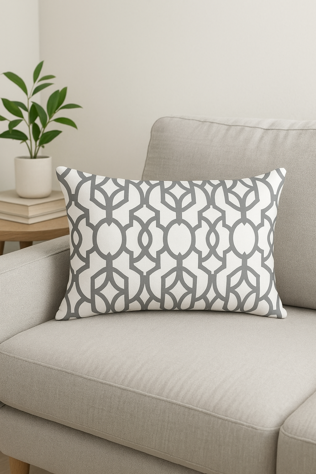 Geometric rectangular throw pillow cover grey decorative for interior - view 2