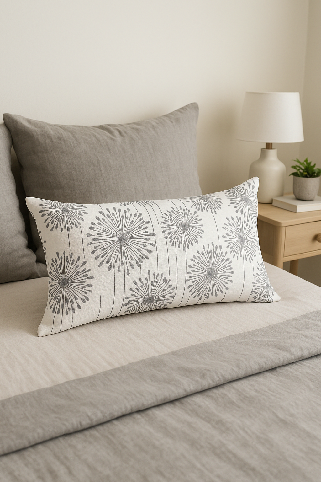 Rectangular Grey Geometric Patchwork Cushion Cover, Style Five - view 2