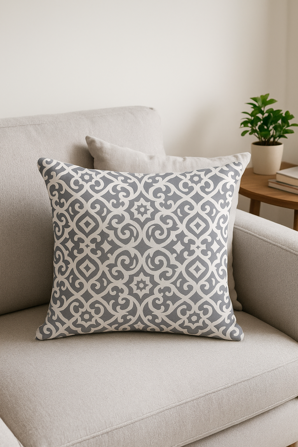 Rectangular Grey Geometric Patchwork Cushion Cover, Style Four - view 2