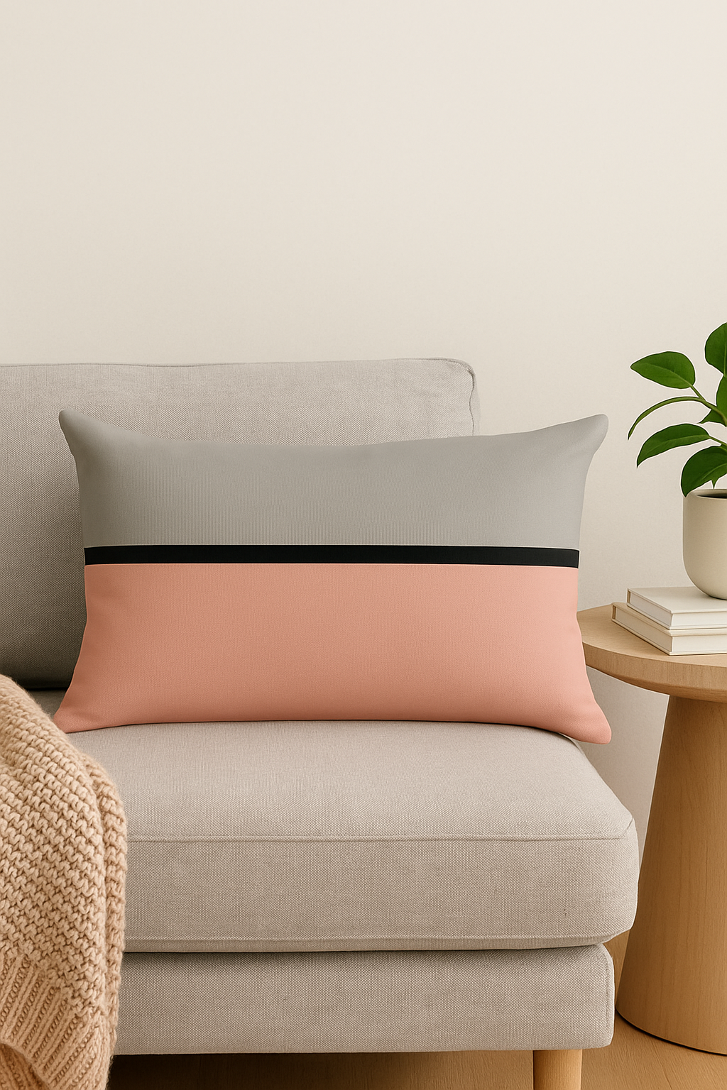 Nordic-Inspired Yellow & Red Geometric Pillow Cover, 30x50 cm - view 2