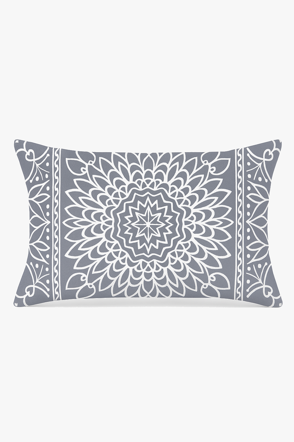 Grey rectangular throw pillow cover geometric decorative pattern