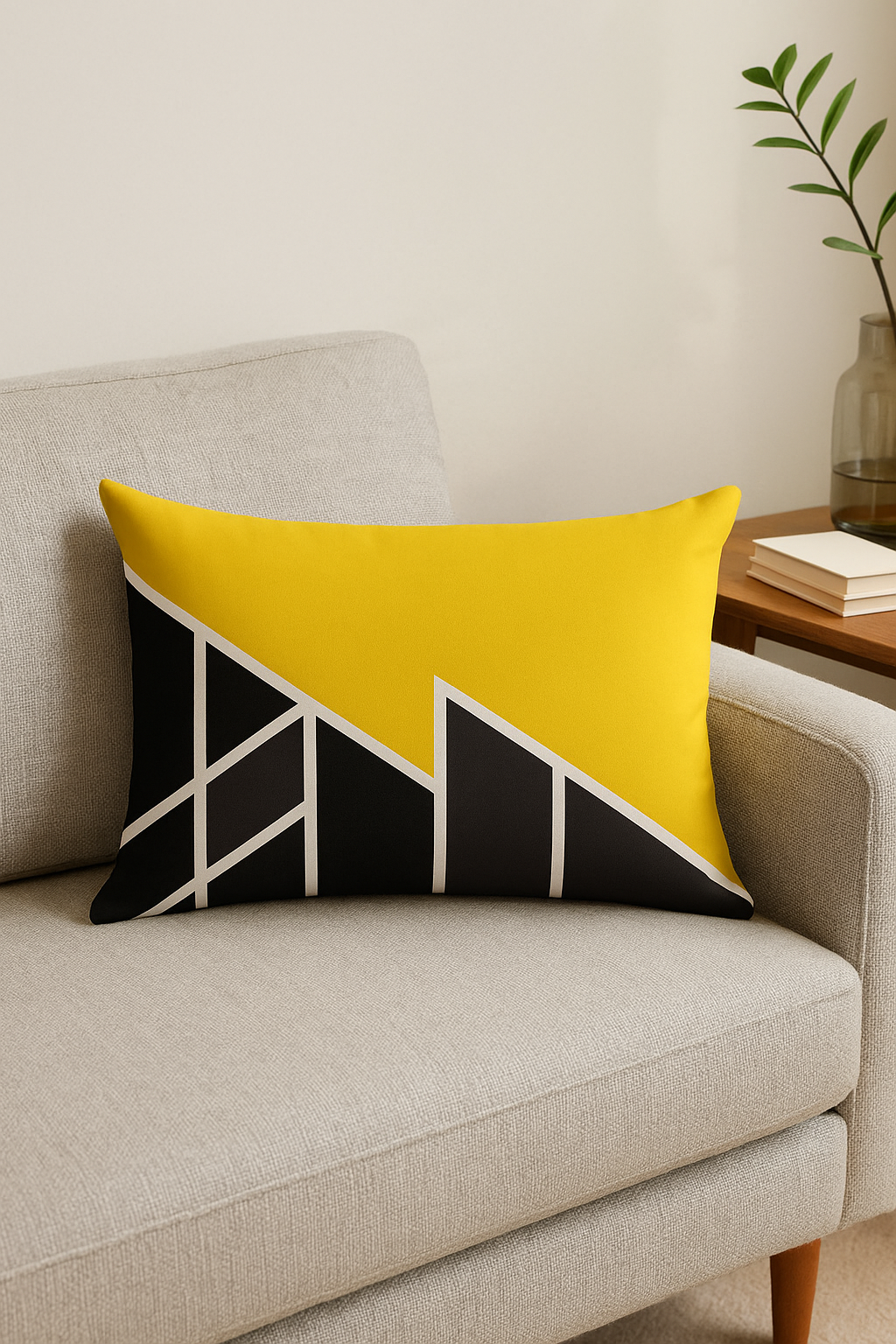 Energizing Yellow & Red Geometric Pillow Cover, 30 X 50 cm - view 2