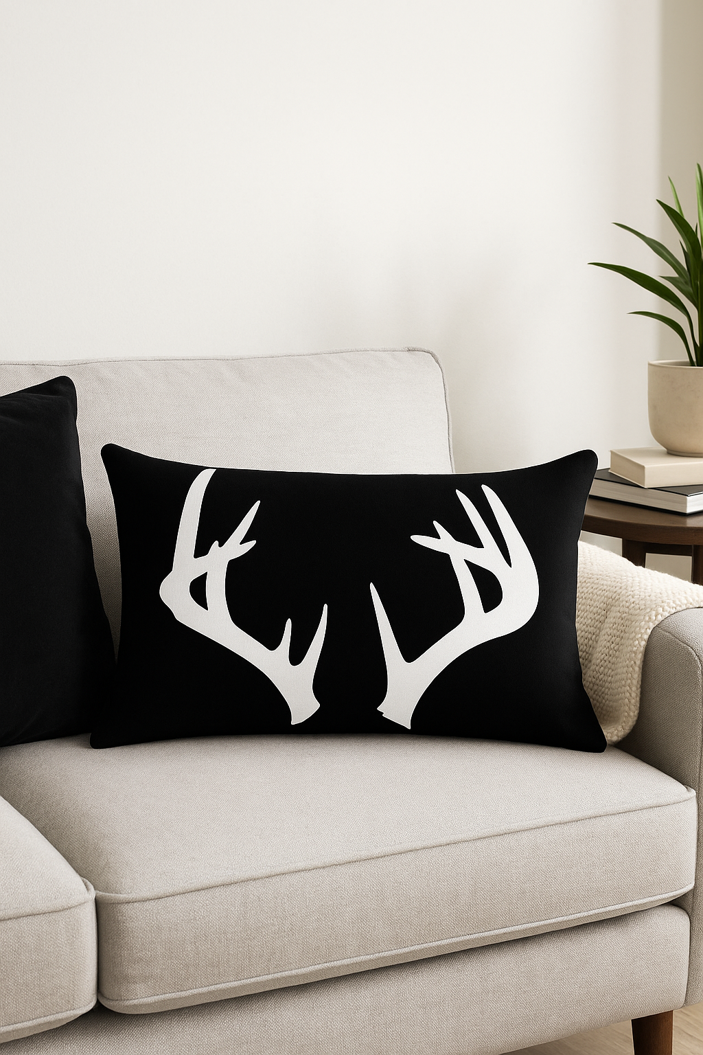 Rectangular Black and White Marbled Throw Pillow Cover, 30x50 cm - view 2