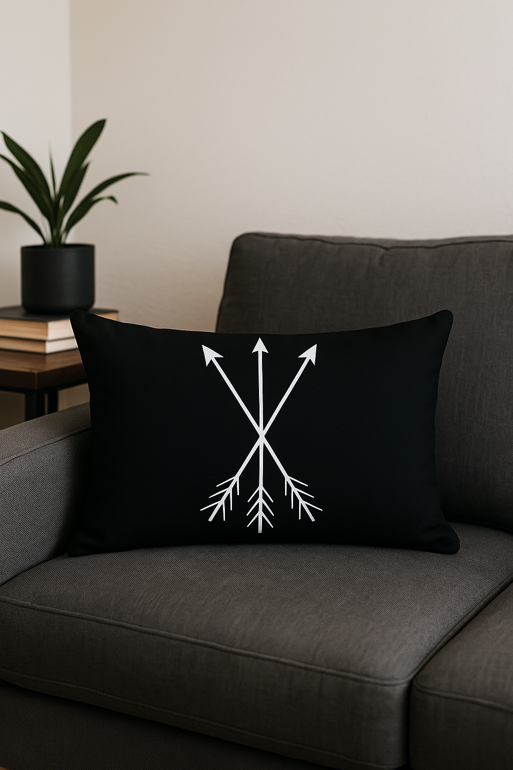 Rectangular throw pillow cover geometric pattern black and yellow 30 x 50 cm - view 2