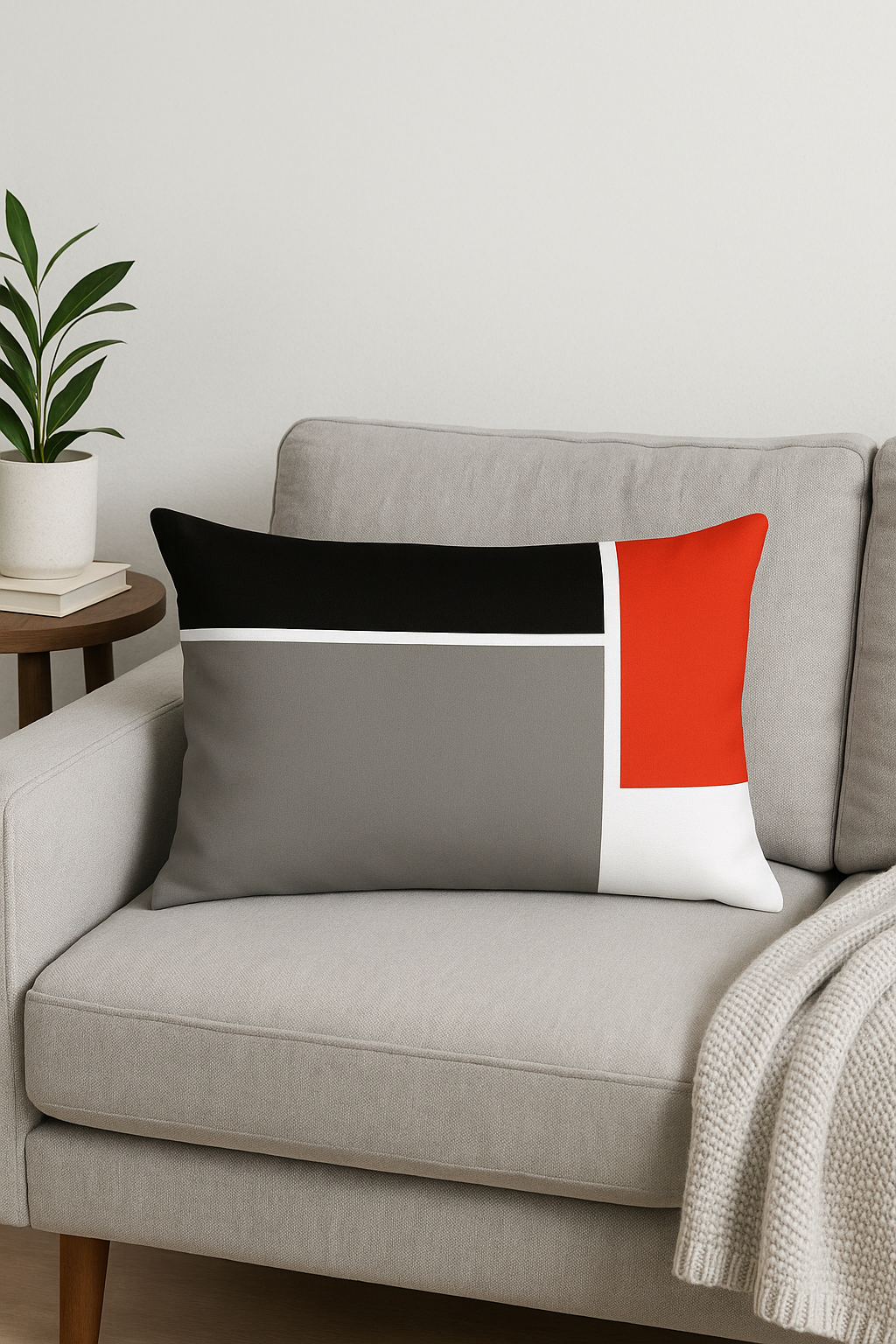 Yellow and Red Geometric Throw Pillow Cover, Modern Nordic Design - view 2