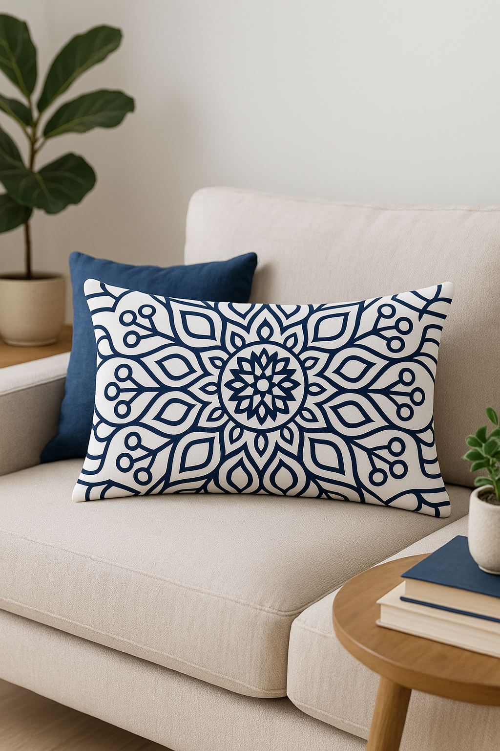 Rectangular Throw Pillow Cover with Mandala Print, 30x50 cm - view 2