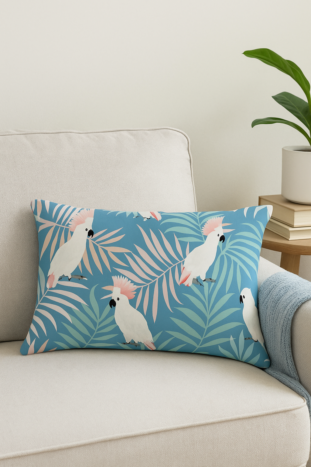 Rectangular throw pillow cover tropical pattern green 30 x 50 cm - view 2
