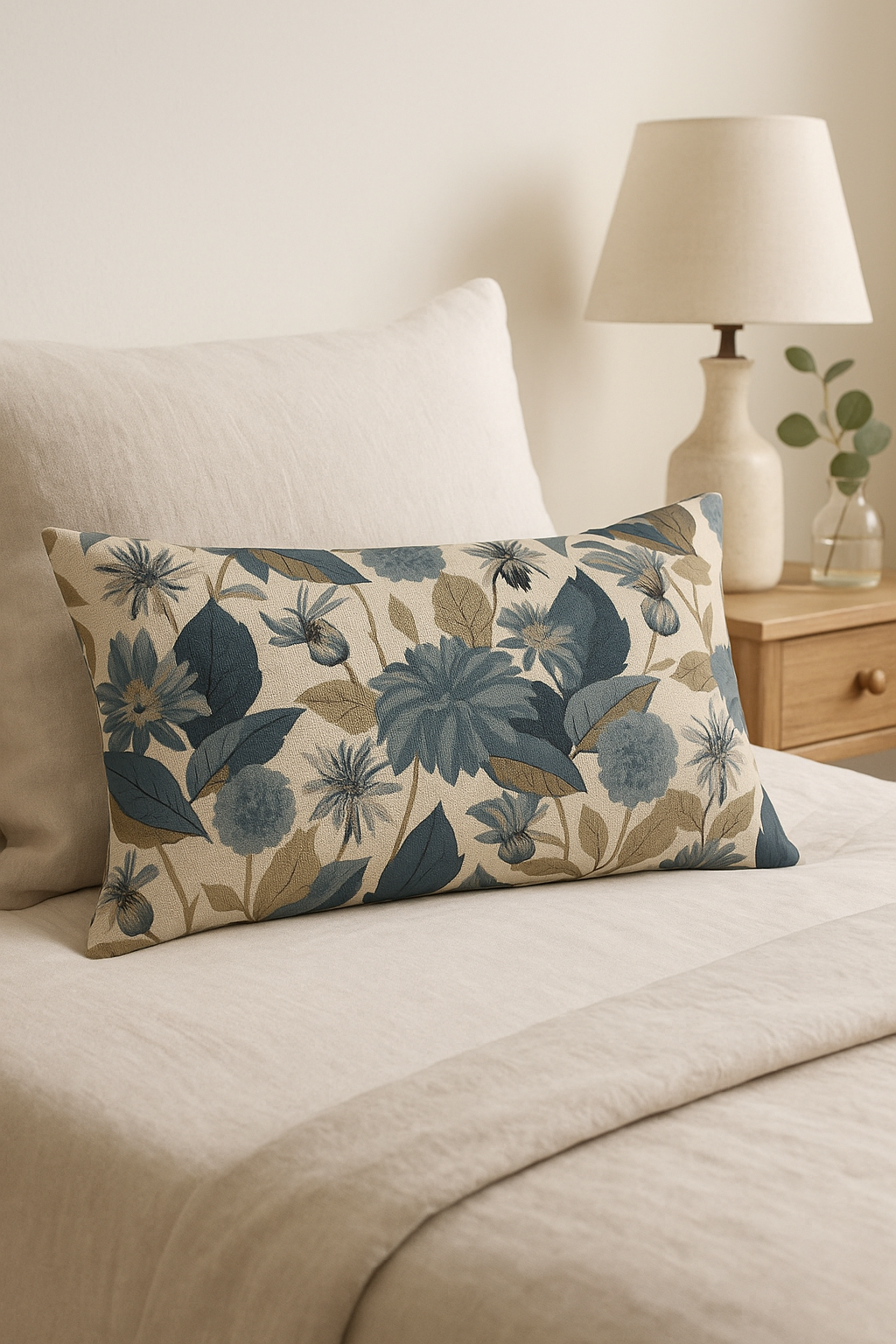 Rectangular throw pillow cover pattern sunflower leaves decorative - view 2