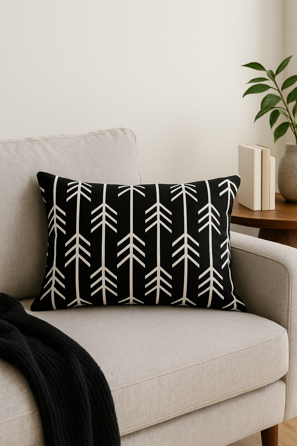 Black and White Geometric Marble Throw Pillow Cover, 30x50 cm - view 2