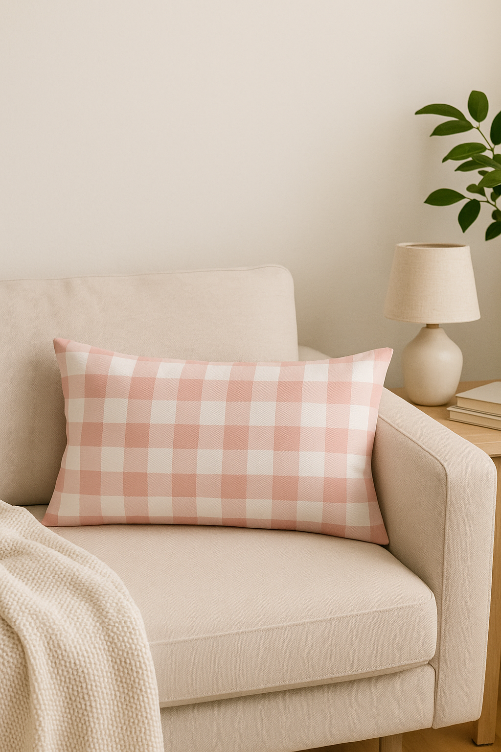 Refined Pink Throw Pillow Cover with Geometric Pattern - view 2