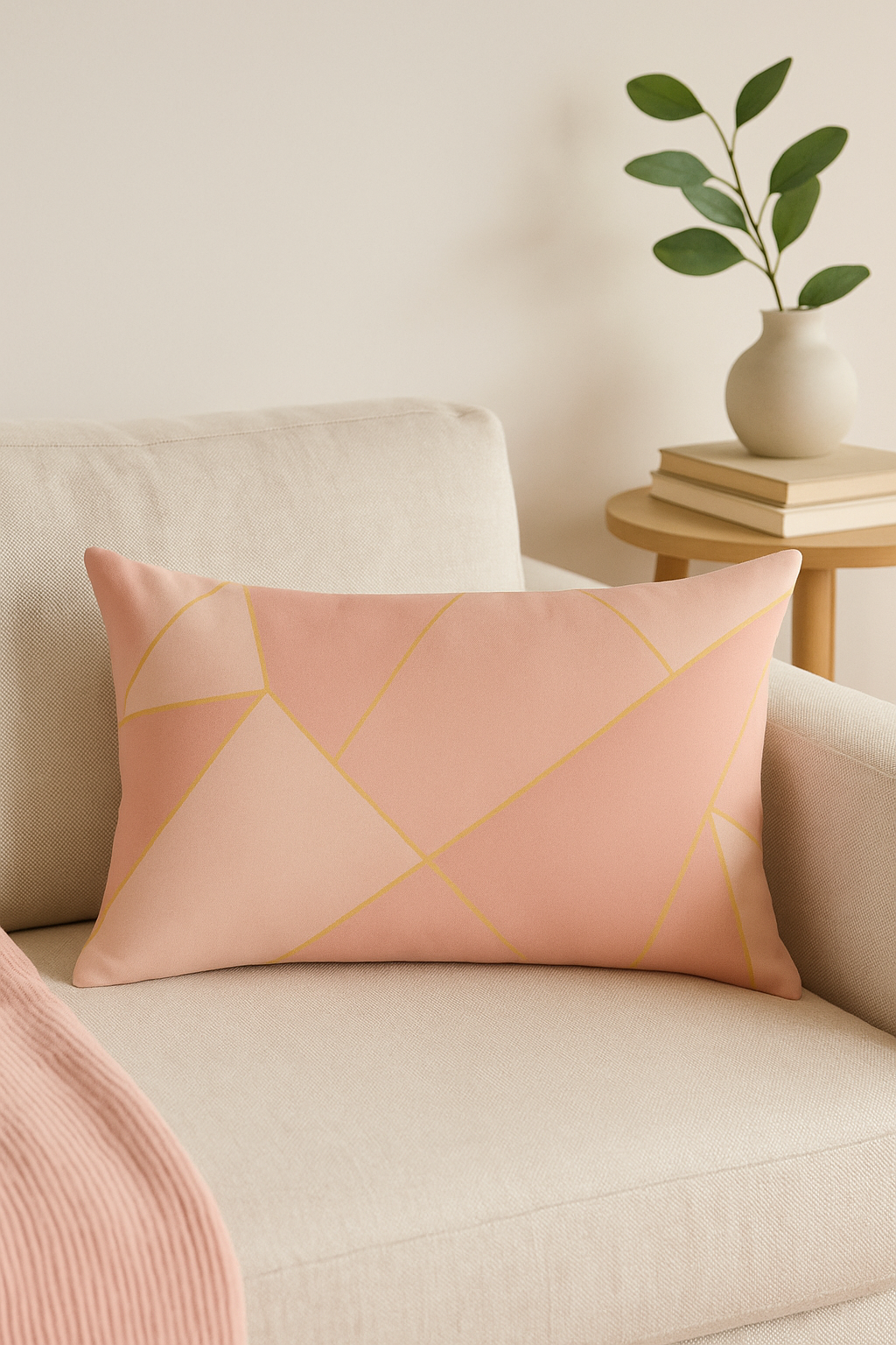 Pink Geometric Throw Pillow Cover with Powdery Tint - view 2
