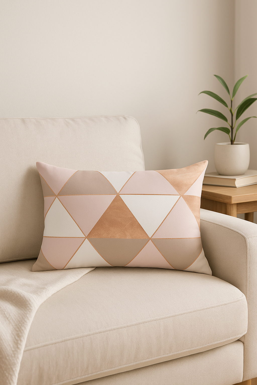 Pink Geometric Throw Pillow Cover for an Easy-to-Style Room - view 2