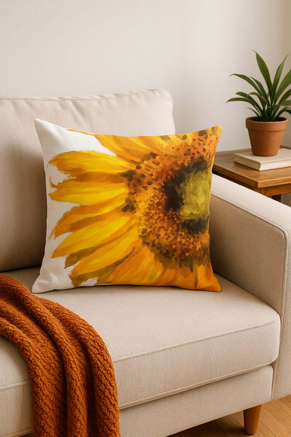 Sunflower Throw Pillow Cover with a Sophisticated Solar Note - view 2