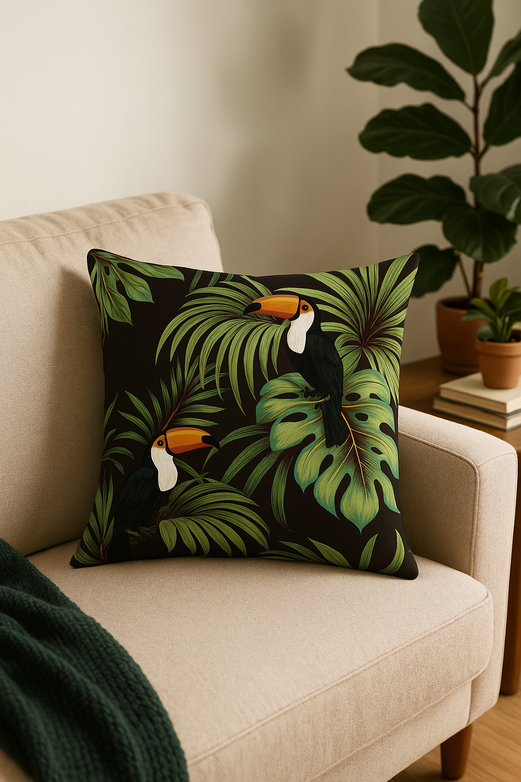 Jungle-Chic Tropical Parrot Throw Pillow Cover - view 2