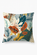 Tropical Throw Pillow Cover with Refined Foliage Print