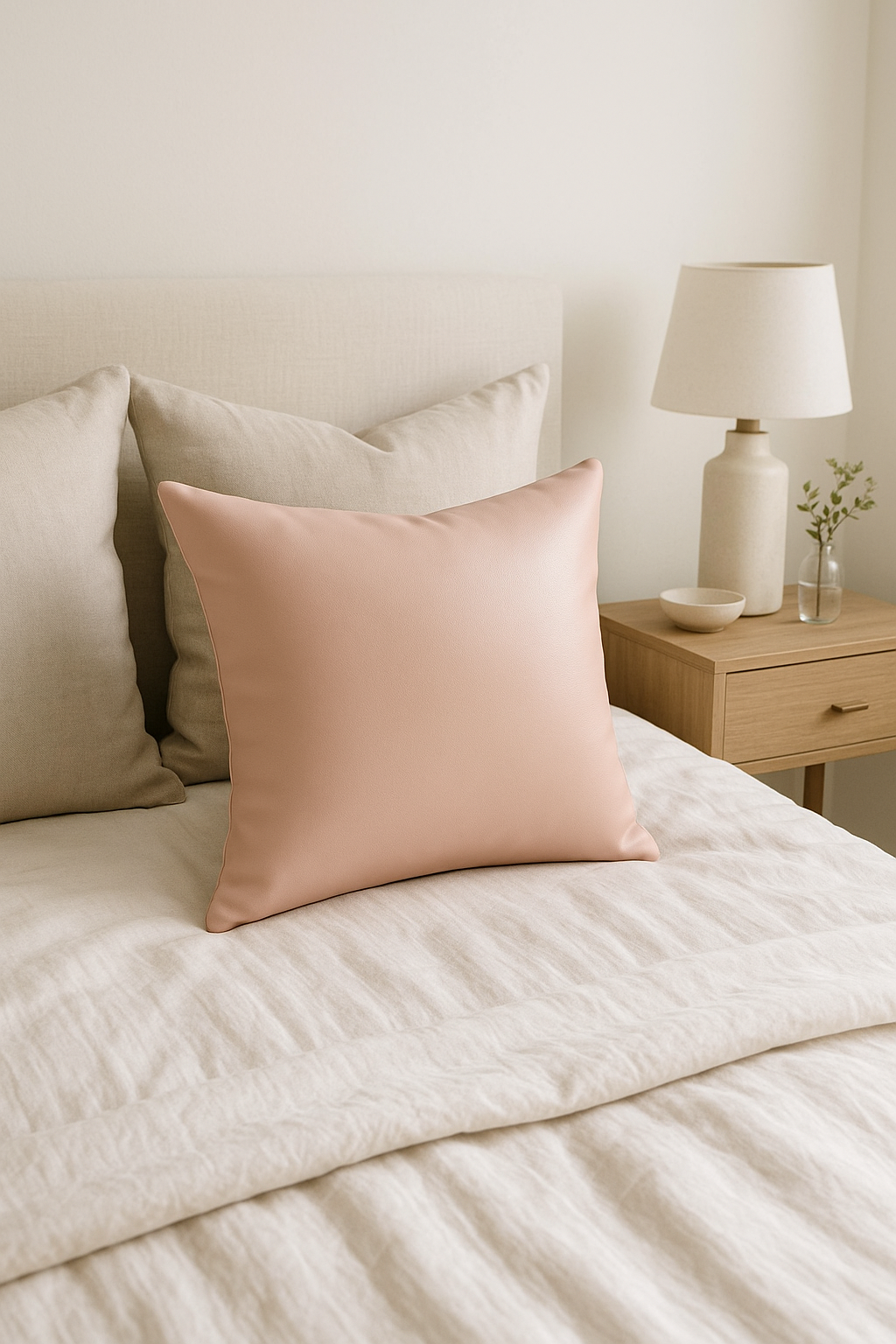 Solid Leather-Look Throw Pillow Cover for Contemporary Decor - view 2