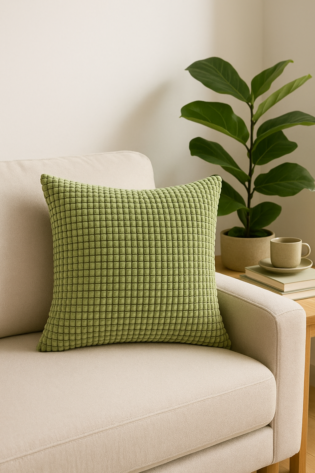 Contemporary Corn-Grain Ribbed Velvet Throw Pillow Cover - view 2