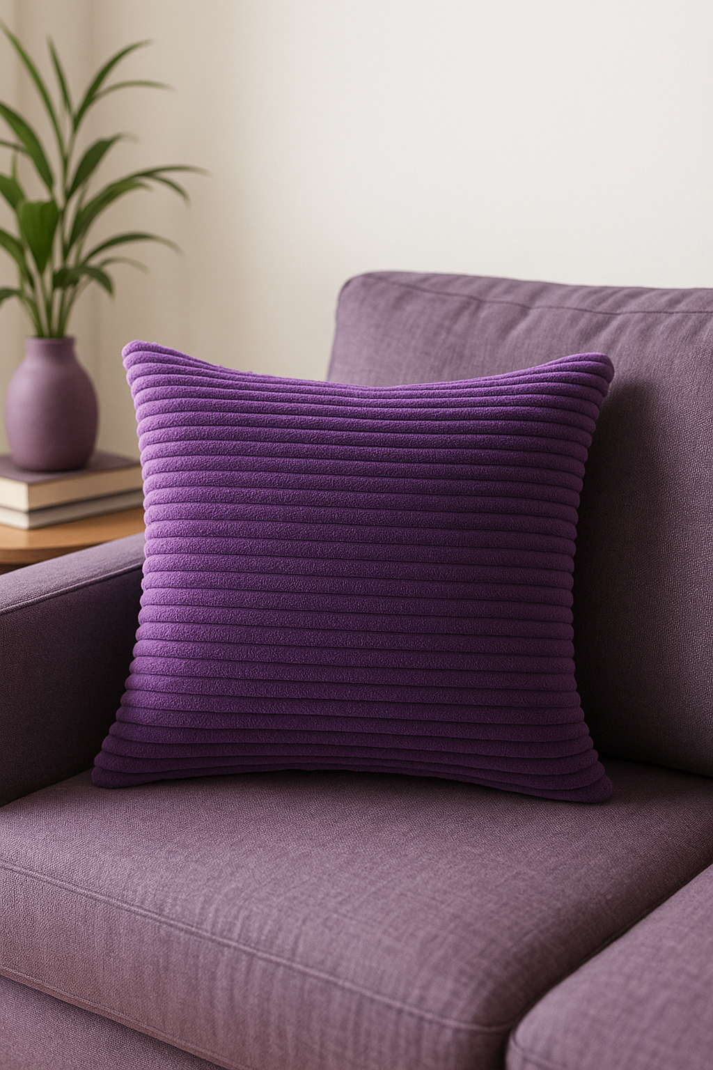 Straped ribbed velvet throw pillow cover 30x50cm 50x70cm plain - view 2