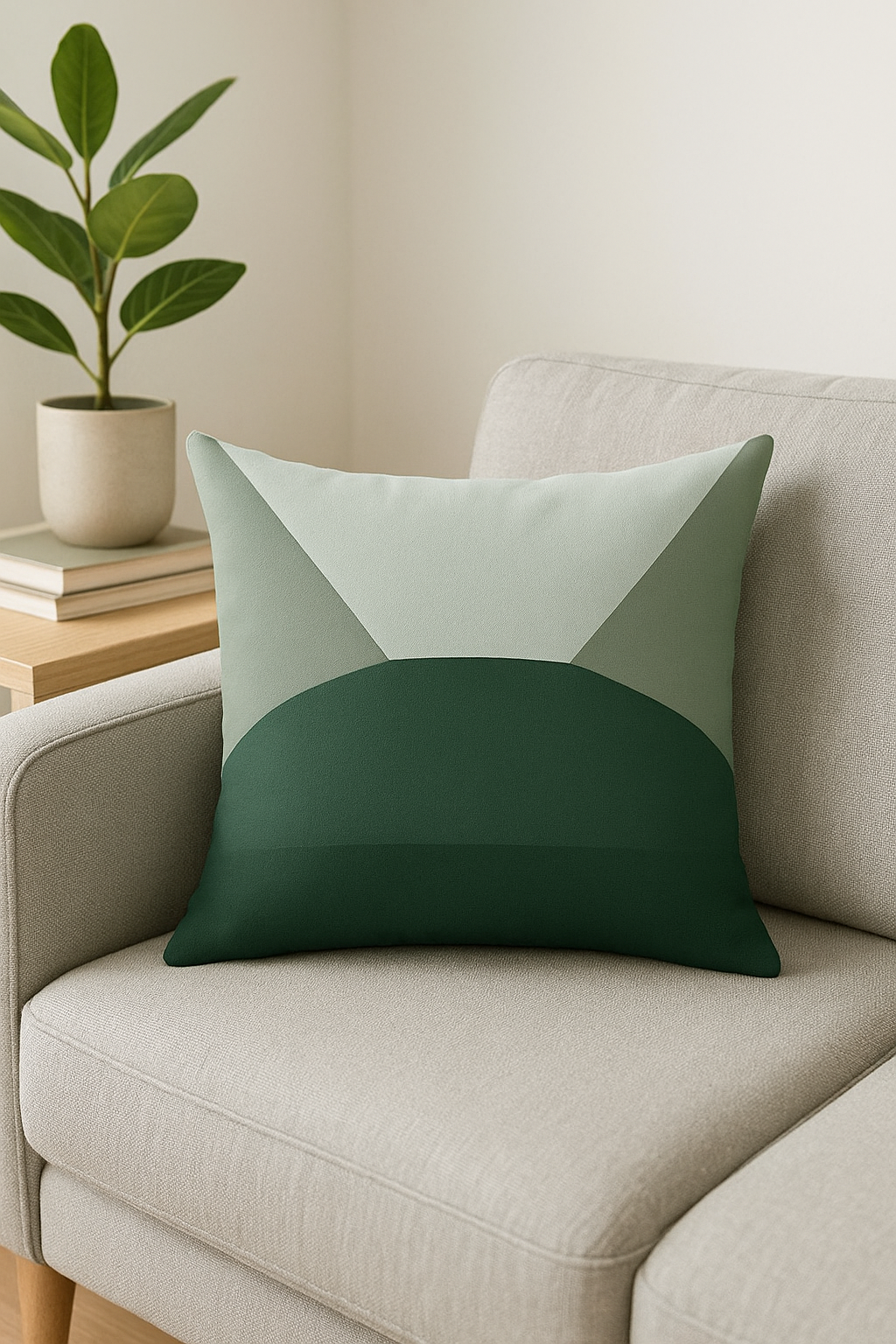 Green Abstract Geometric Throw Pillow Cover, Design 5 - view 2