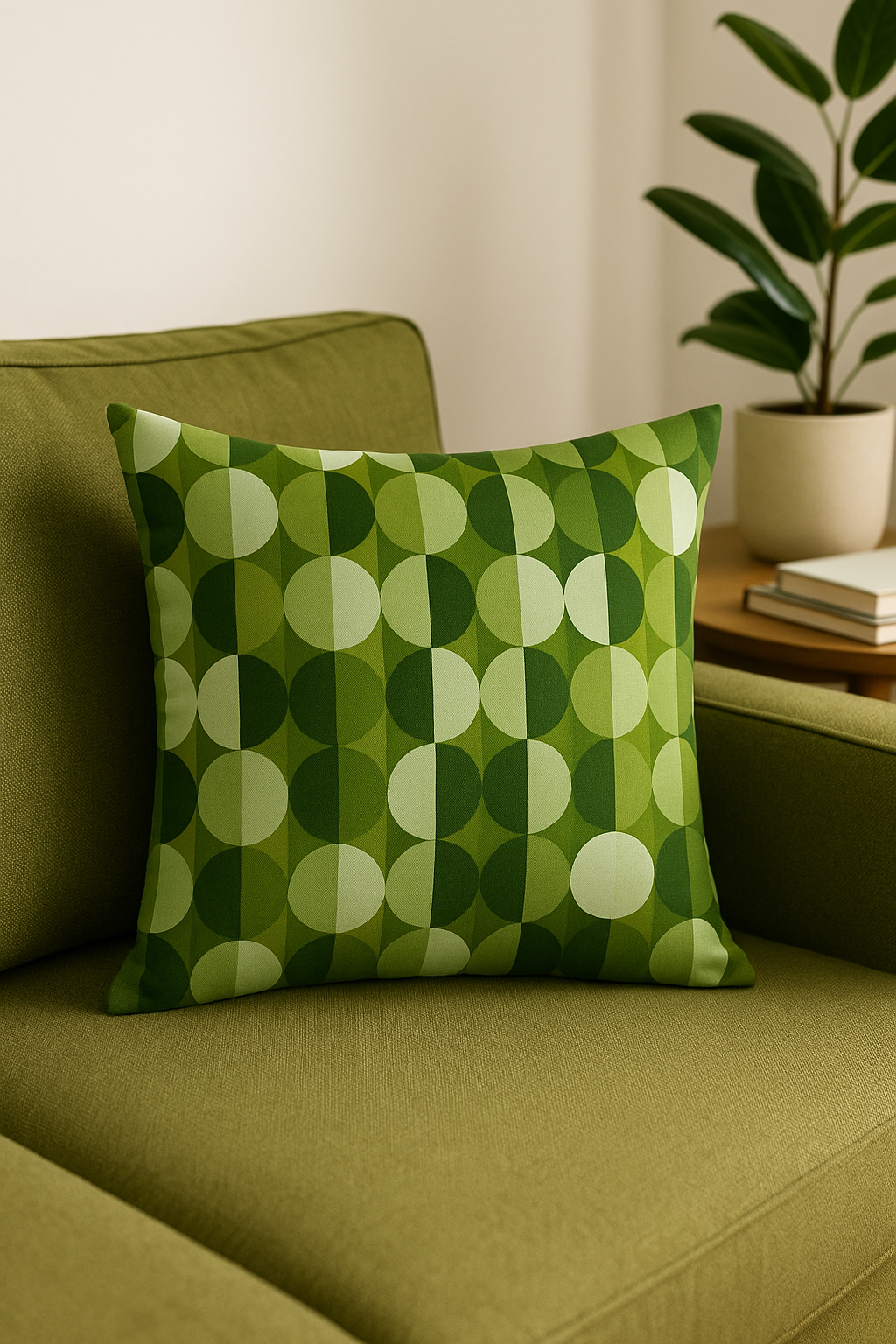 Green Abstract Geometric Throw Pillow Cover, Design 3 - view 2