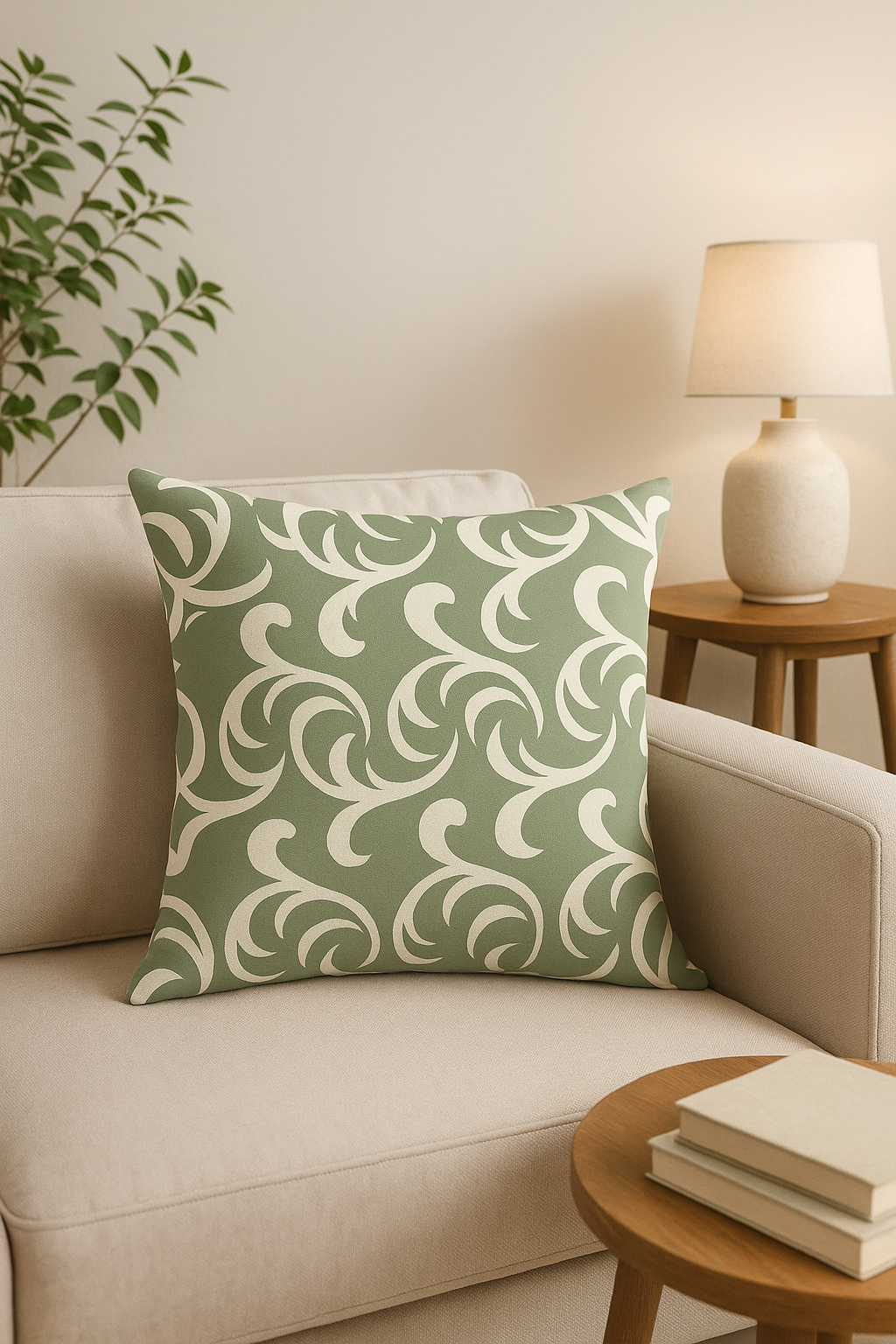 Decorative green geometric throw pillow cover for sofa - view 2