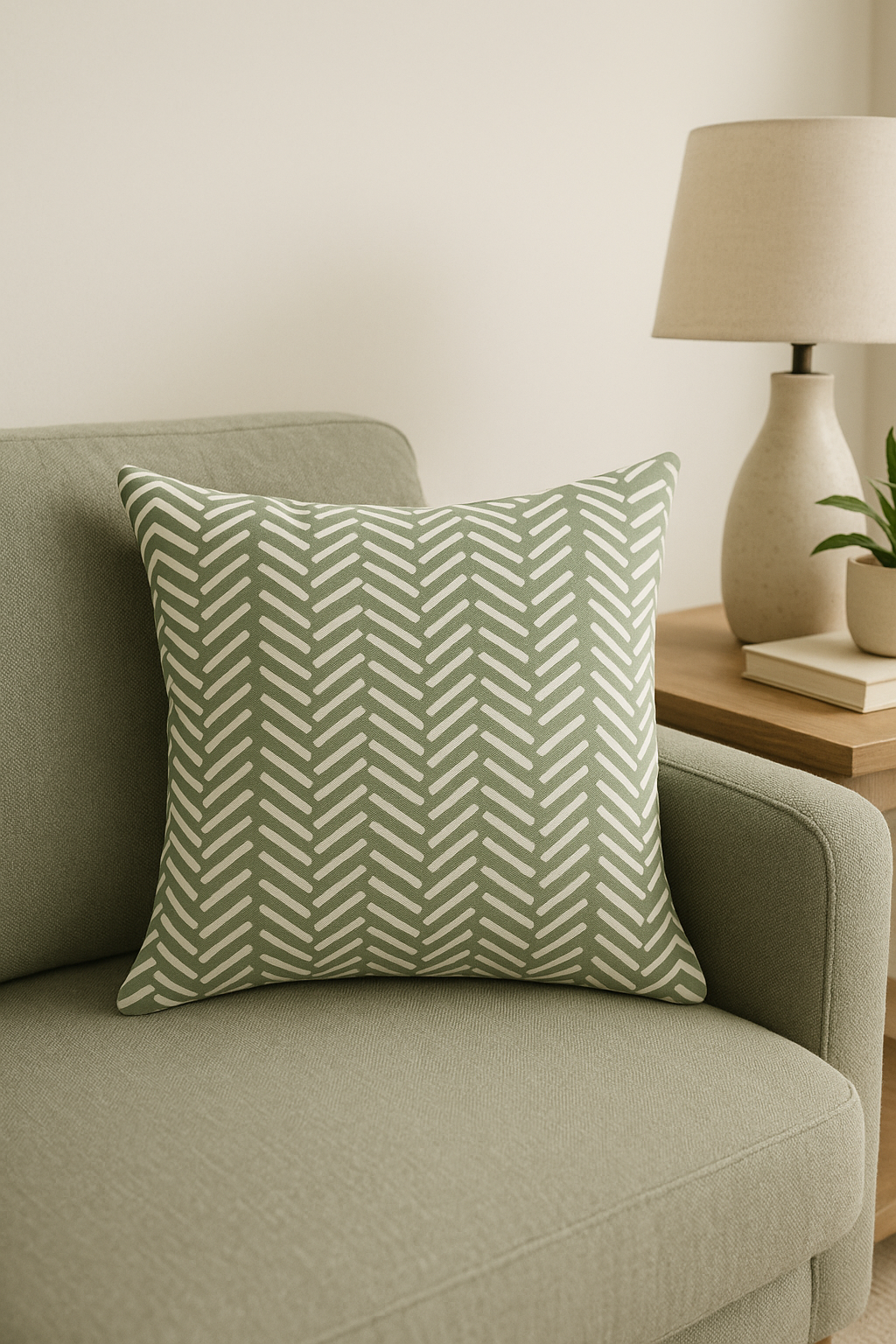 Green Geometric Throw Pillow Cover with Contemporary Graphics - view 2