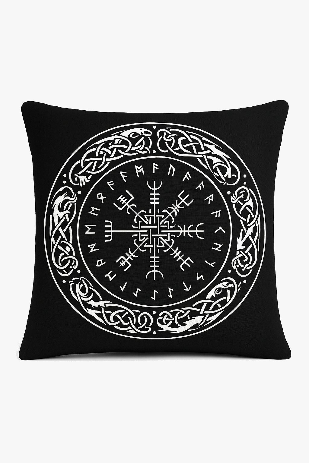 Viking throw pillow cover amulet geometric pattern black white