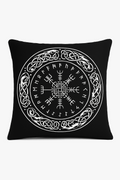Viking throw pillow cover amulet geometric pattern black white