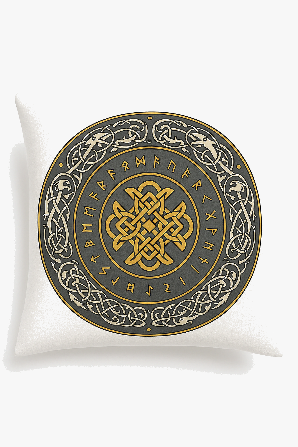 Viking Amulet Throw Pillow Cover with Bold Black and White Contrast