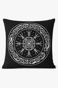 Mysterious Viking Amulet Throw Pillow Cover, Nordic Talisman Print